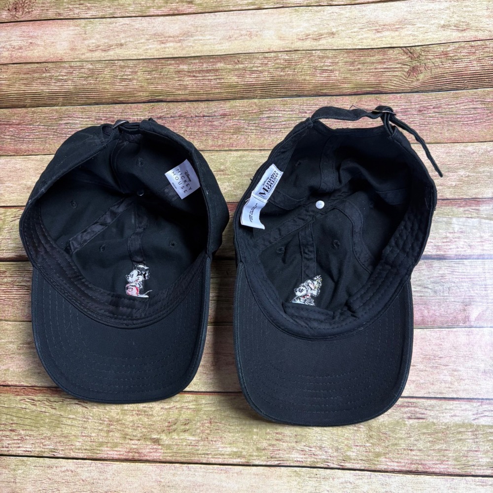 Disney Mickey and Minnie Mouse Matching Black Baseball Caps Adjustable Dad Hats - Picture 4 of 5